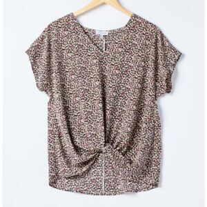 ACOA Collection Floral Woven S/S‎ Twist Front Top Pink/Blue XL Nwt